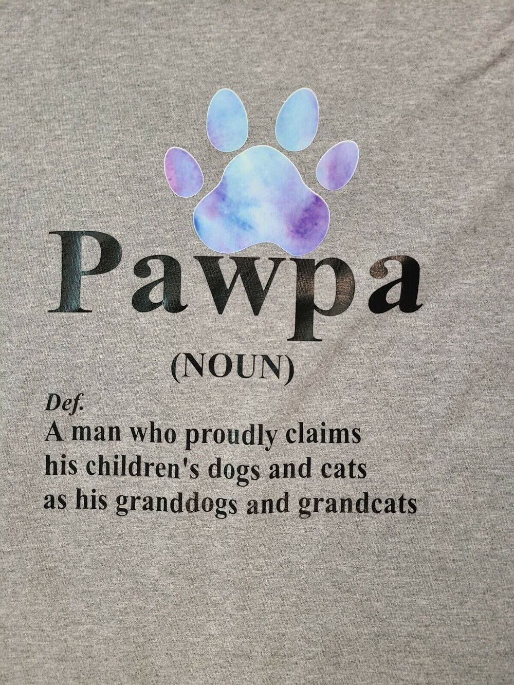 Pawpa Definition Men's Large Long Sleeve Cotton Gray T-Shirt Pet Funny Saying